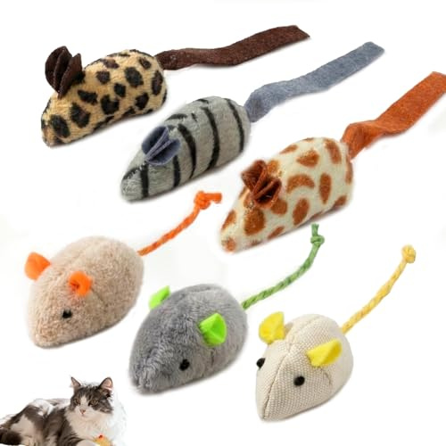 DAJING 6 Pack Catnip Mouse Toys for Indoor Cats & Kittens - Assorted Color Design, Non-Toxic, Safe & Fun Catnip Toys