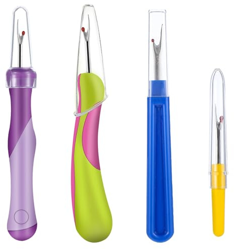 LXUEJIE 4 Stück Nahtauftrenner Set, Bunte Nahttrenner Seam Ripper Set Mit Schutzkappe Professional Fadenschneider Für Entfernen Unerwünschter Säume Nähte(Farbe zufällig)