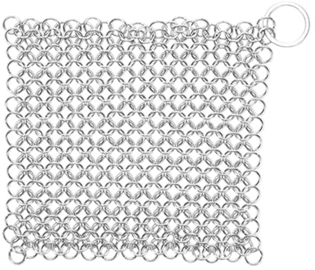 LOVIVER Pulitore per ghisa, Multiuso, in Acciaio Inox, Compatto, a Maglie di Catena, per Griglie, Piatti, teiere, Wok e Tazze, 7x7 inch