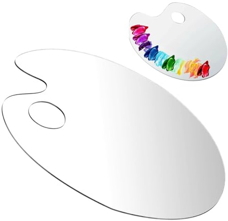 1PcsClear Acrylic Paint Palette, ArtistPalette Non-Stick Oil Paint Palette Oval Shaped Artist Mixing Palette Art Paint Tray with Protective Film PaintingPalette for DIY Art Craft Painting (25 x 15 cm)