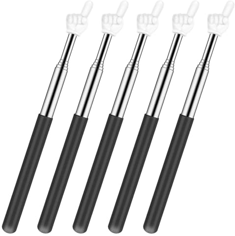 HUZNA 5 PCS Bacchetta Telescopica Allungabile,Puntatore per Insegnanti,Estensibile Mano Puntatore Bastone,Mini Bastone Retrattile,per Insegnanti in Classe Ausili (Nero)