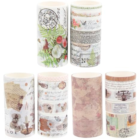 Cabilock Cintas de Papel Washi Decorativas Retro 3 Juegos 0,5 Pulgadas para Álbumes de Recortes DIY, Bricolaje y Decoración de Diarios, Estilo Vintage Diseños Creativos y Fáciles de Usar