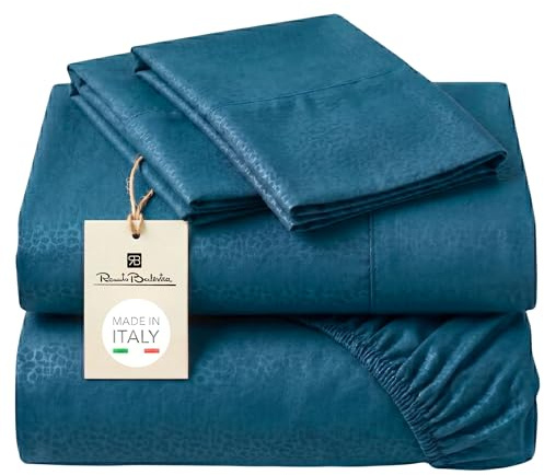 o-day Renato Balestra Set Lenzuola Matrimoniale Microfibra Made in Italy No Stiro Completo Letto Matrimoniale 4 pezzi Lenzuolo Sotto Lenzuolo Sopra 2 federe (Ottanio, Matrimoniale)