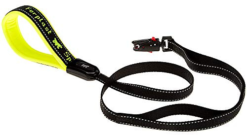 Ferplast Correa Perro Sport Dog Matic, Correa Perro Mediano, Mosquetón con Mecanismo magnético, Asa Acolchada, Costura Reflectante, Nylon, 120 cm, Amarillo