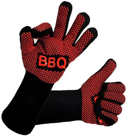 PEVLA Guanti Barbecue - Guanti da Forno - Guanti Bbq – Guanti Forno – Guanti per Barbecue – Guanto Barbecue Resistenti al Calore fino a 800°C (1Paio)(BBQ)(M-L)