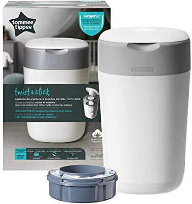 Sangenic Tommee Tippee Twist & Click Windeleimer inkl. Folienkassette Baumwoll-Weiß | 250790309