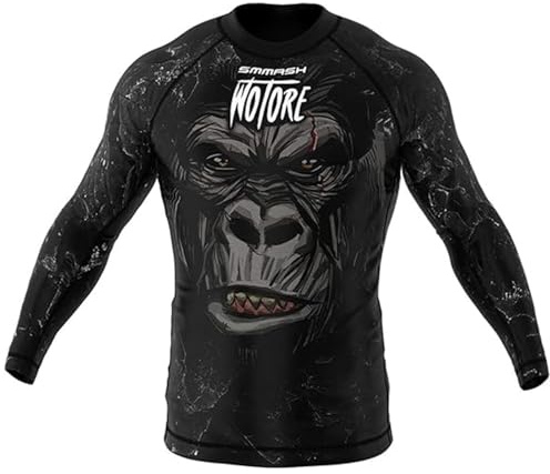 SMMASH Funktionströja herr Rashguard långärmad sportskjorta MMA Thaibox Muay Thailändsk kickboxning andas nötningsbeständig, wgorilla, L