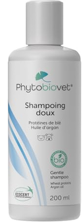 MP Labo Phytobiovet® Shampoing Doux pour Chien et Chat 200 ml - Aux Protéines de Blé et à l’Huile d’Argan - Labellisé Ecocert Ecosoin Bio des Animaux