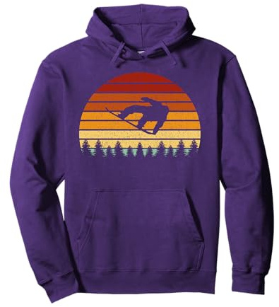 Snowboard Retrò Sole Regalo Per Snowboarder Felpa con Cappuccio