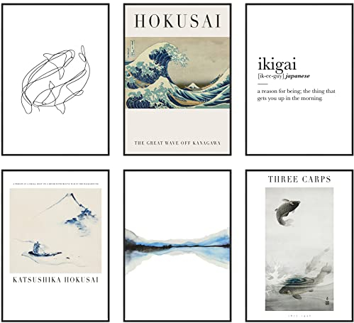 Hambient Stampe da Parete per Quadri Moderni Soggiorno, Camera da Letto - Decorazioni Casa, Cucina, Bagno (21 x 30 cm - Senza Cornici, Giapponesi Hokusai Kanagawa)