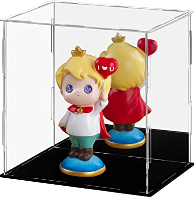 Dezzer Acrylic Display Case Box with Black Base, Assemble Countertop Clear Acrylic Dustproof Protection Showcase for Action Figures Toys, Collectibles, Home Storage (20x15x20cm)