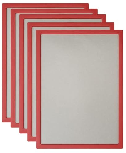 VKF Renzel GmbH Vorteilspack 5x Plakatrahmen DIN A4 - Infotafel - Bilderrahmen - 6 Farbvarianten - inkl. entspiegelter PVC-Abdeckfolien (rot ähnl. RAL 3020)