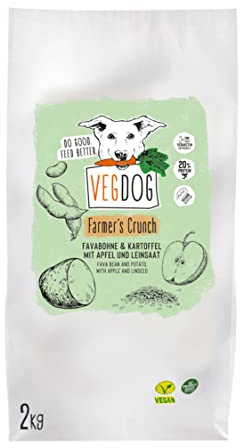 VEGDOG Farmer's Crunch veganes Trockenfutter für Adulte Hunde mit Kartoffel und Favabohne, getreidefreies Alleinfutter für Allergiker mit alternativer Proteinquelle (2kg)