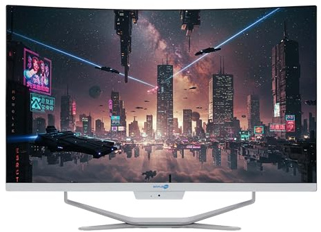 SIMPLETEK All in One AiO 27 tum FHD böjd Windows 11 Pro Core i7 upp 3,6 GHz 16 GB SSD 2 TB RAM SSD 2 TB trådlöst tangentbord inklusive integrerad webbkamera PC Gaming Curved Streaming Hem Arbete Dator