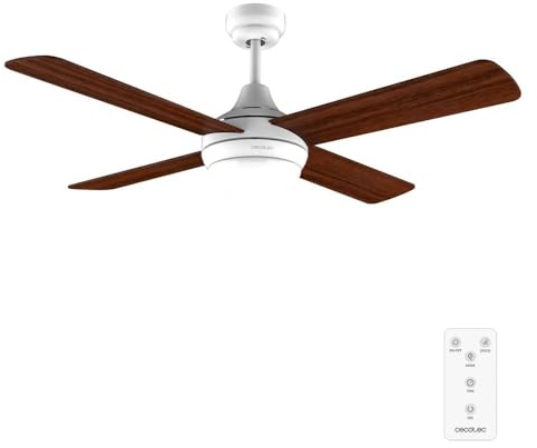 Cecotec Ventilateur de plafond Energysilence Aero 4250 Fresh, 55 W, diamètre 42 ”avec 4 lames réversibles, lumière LED, télécommande, minuterie jusqu'à 8h, 3 vitesses