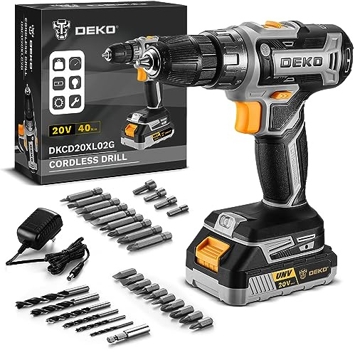 Power Drill Cordless: DEKOPRO Cordless Drill 20V Electric Power Drills Set Tool Drills Cord-less Set with Battery and Charger