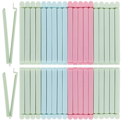 Zhtulck Verschlussclips, 40 Stück Clips für Tüten, 12/15 cm Verschlussklammern Plastik Mehrere Farben, Frischhalteclips Tütenclips für Verpackung Süßigkeiten Snacks