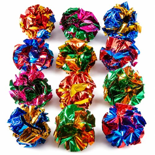 Purring Pussy Cat Toy Crinkle Balls 12 Pack (12 Crinkle Balls) | 12 Crinkle Balls