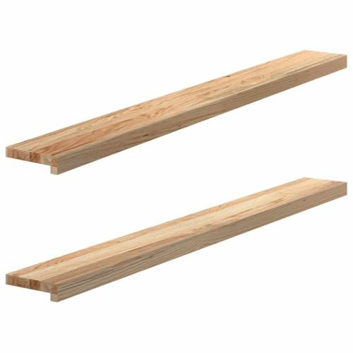 vidaXL Fensterbänke 2 Stk. Unbehandelt 140x15x2 cm Massivholz Eiche, Fensterbrett, Holz Treppenstufe, Holz Fensterbrett, Fensterbank Eichenholz