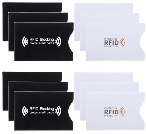 AOZUO 12 confezioni di custodie per carte di credito con blocco RFID, portafogli per carte di credito, carte di debito, antifurto di identità per donne e uomini (2 colori)