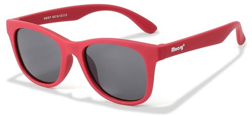 Maesy Kinder Sonnenbrille für 6-12 Jahre - UV400 Polarisierter Schutz - Flexibler und Biegsamer Rahmen - Sichere und Bequeme Sonnenbrille Kinder - Rot - Yuki