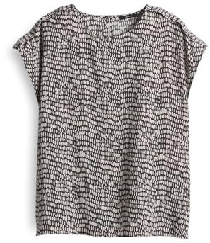 OPUS Damen Kurzarmbluse | Printbluse FERENA Splash aus weich fließender Viskose Midnight Brown, 40