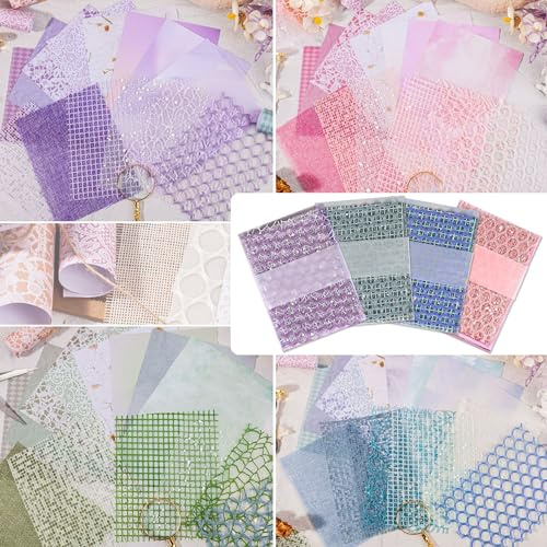 60 Fogli Carta per Scrapbooking, 4 Stili Carta Strutturata Fatta a Mano, 13,0 x 18,0 cm Ruvida per Album Carte per scrapbook per diario creazione di biglietti confezioni regalo