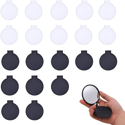 20 Pièces de Mini Miroirs Compact Pliants – Miroirs de Poche Ronds Portables pour Femmes et Filles, Parfaits pour le Maquillage, les Voyages et l’Utilisation Quotidienne, Disponibles en 2 Couleurs