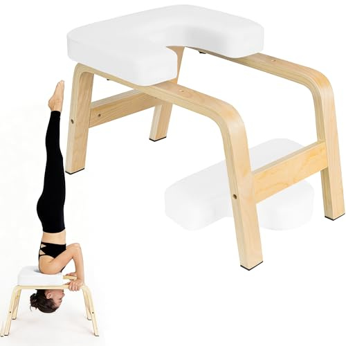 AKOZLIN Yoga Kopfstandhocker, Weiß,rutschfeste Füße, Inkl. Yogagurt
