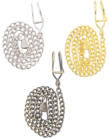 BESPORTBLE Catena per Orologio da Taschino Multi-funzionale e Facile da Installare in Metallo Retro Set 3 Pezzi Leggera, Adatta per Abbigliamento Formale e Collezionismo