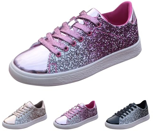 Glitterkostym dam karneval glitterskor för dam sneakers platta låga fritidsskor ventilerande joggingskor bekväma barfotaskor färgglada paljetter promenadskor löparskor
