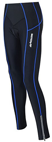 Airtracks Fahrradhose Lang Pro/Radhose/Radleshose / 3D Coolmax Sitzpolster/Atmungsaktiv/Reflektoren - schwarz - blau - S
