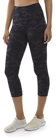 Danskin Camo Print Capri Leggings, Stampa Mimetica Nera, S Donna