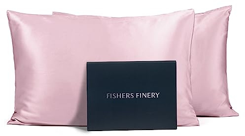 Fishers Finery Kissenbezug aus 100% Reiner Maulbeerseide, 25 mm, Rosa (English Rose), große Doppelbett-Größe (King Size), 2er-Pack