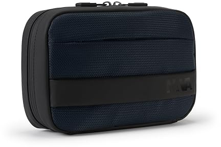 NAVA DESIGN - Astuccio Porta Cavi in Tessuto con Chiusura a Doppia Zip, Colore Nero/Grigio - Dimensioni 15 x 23 x 6 cm