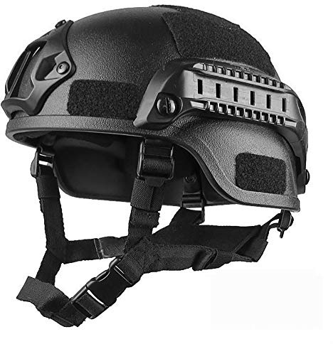 Rachlicy Casco Tattico Militare Elmetti Tattici Imbottiti Regolabili Regolabili con Montaggio Nvg E Ferrovia Laterale per Airsoft Paintball Hunting Shooting (Nero 56-60 Cm)