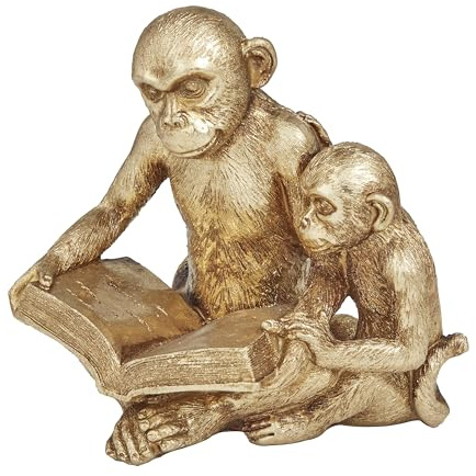 Deco 79 Polystone Monkey Decorative Sculpture Home Decor Statue, Accent Figurine 9 x 6 x 7, Gold