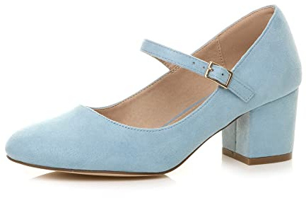AJVANI Womens Ladies mid Block Heel Strap Work Evening Party Mary Jane Court Shoes Size