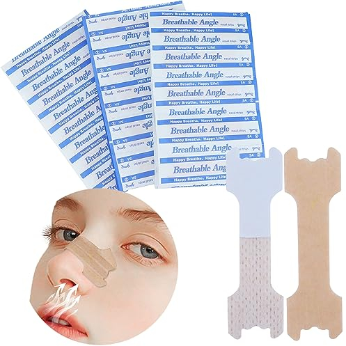 Abnaok 100 Stück Nasenpflaster Schnarchen, Einfaches Anti-Schnarchen Schnarchstopper, Nasenstrips für Besseren Schlaf