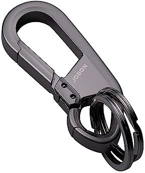 Lahviuu Moschettone Portachiavi, Keychain in Lega di Zinco per Moto e Auto con 2 Anelli Portachiavi, Porta Chiavi con Moschettoni per uomo e Donna Nero