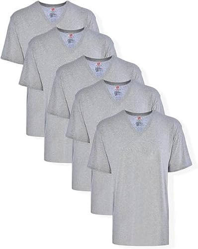Hanes Men's ComfortSoft V-Neck Tee 5-Pack, Gray, XX-Large