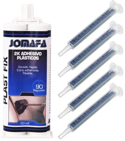 2K ADHESIVO BICOMPONENTE PARA PLASTICO|Pegamento de reparacion de plasticos, 50ml + 5 CANULAS DE APLICACION