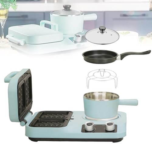 ZbOLi Máquina De Desayuno 4 En 1, Control De Tostado Ajustable, Plancha Antiadherente, Sándwich Multifuncional, Mini Horno para Tocino, Jamón, Salchicha, Patatas Fritas, Tortillas para Uso Doméstico