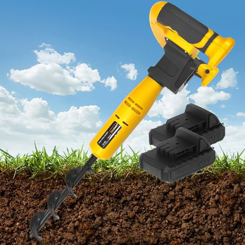 Excavadora eléctrica inalámbrica para postes – Broca en espiral para jardinería y plantación rápidas, incluye pilas
