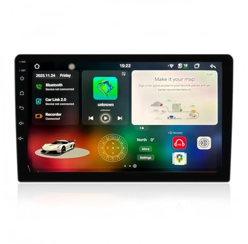 Sistema di navigazione per auto Lettore DVD per auto Android 13 Unità principale stereo per Navigazione GPS per Sistema(8+256G,10)