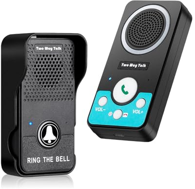 Wireless Doorbell with Speaker 2 Way Audio, Hands-Free Natural Conversation Door Bell Ringer Wireless, 1300Ft Range, 8 Level Volume, 4 Chimes, Battery Doorbell with Intercom for Home/Office/Classroom
