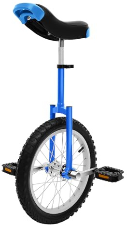 CLEADONG Monocycle de 40,6 cm - Réglable en hauteur - Pour entraînement d'équilibre - Pour cyclistes de 1,2 à 1,55 m - Béquille pour enfants à partir de 7 ans, enfants, adultes et professionnels (bleu