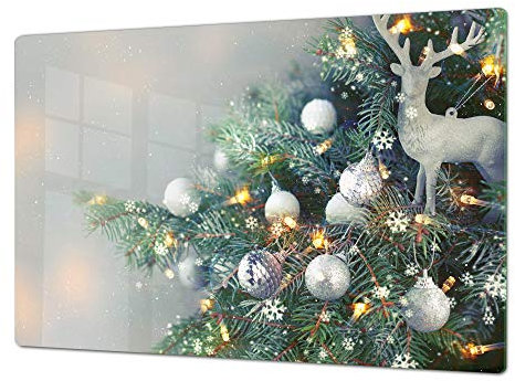 Enormous Tempered Glass Chopping Board - Induction Cooktop Cover – Single: 80 x 52 cm (31,5” x 20,47”); Double: 40 x 52 cm (15,75” x 20,47”); DD30 Christmas Series