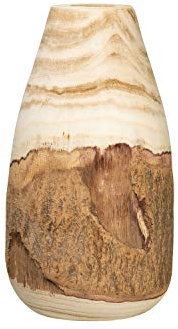 Creative Co-Op 13 H Carved Paulownia Wood Vase with Live Edge (Each one Will Vary)