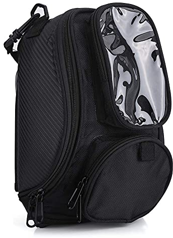 EVGATSAUTO Motorrad Tanktasche Schwarz - Magnetisch, Wasserdicht, Universal für alle Motorräder mit Handy-Fach & Mehrfachtaschen | 1680D Oxford Stoff